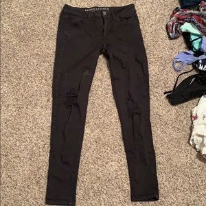 Black Ripped Skinny Jeggings - American Eagle